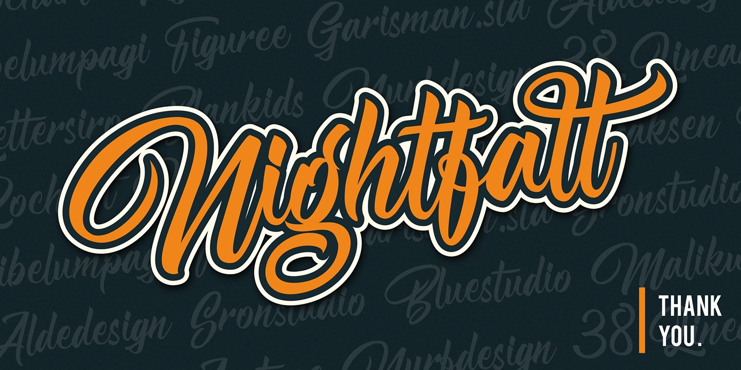 Ejemplo de fuente Nightfall Script Regular